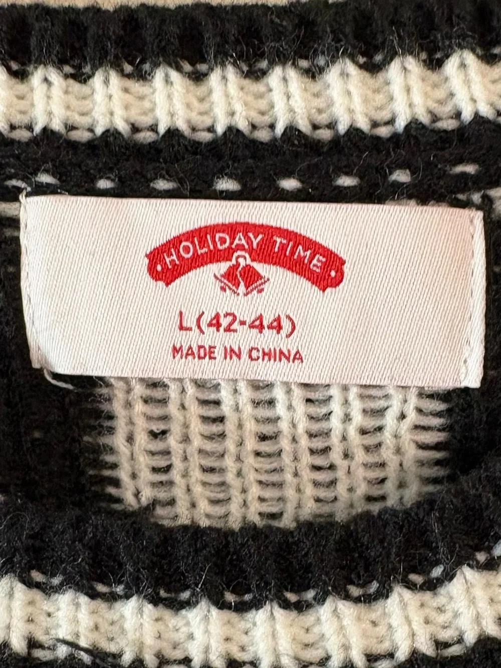Holiday Time Fa La Llama ugly Christmas sweater llama black white festive large